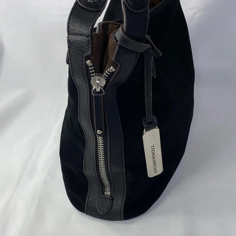 Tignanello Women's Black Suede Shoulder Bag - Picture 3 of 16